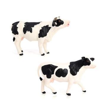 Imagem de Conjunto de estatuetas de vaca realista em PVC para animais de fazenda em miniatura x2