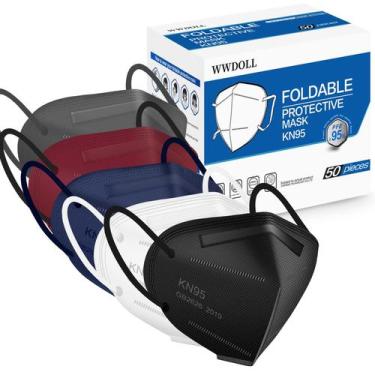 Imagem de Máscara facial KN95 WWDOLL 50 unidades, respirador descartável de 5 ca