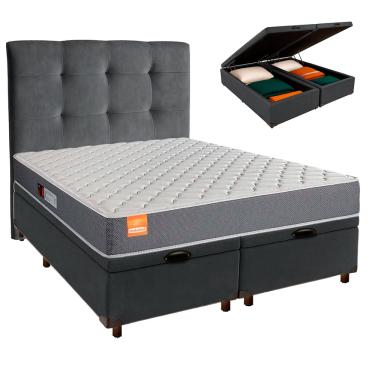 Imagem de Conjunto Cama Box Bau Blindado Queen + Colchão D23 Pro Inducol + Cabeceira