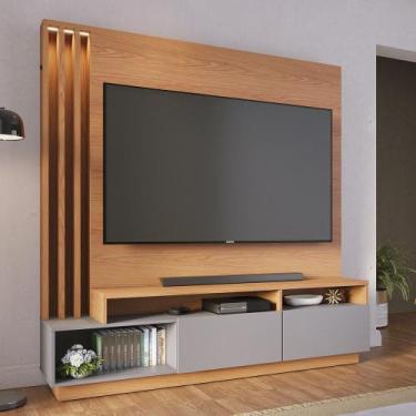 Imagem de Estante Ripado Home Theater com Led Para TV até 65 Polegadas 2 Portas 