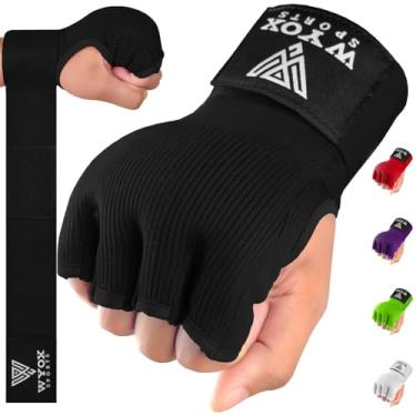 Imagem de Luvas Internas de Boxe WYOX com Gel para Homens e Mulheres, Tiras de Pulso Rápidas de 80cm, Bandagens Acolchoadas e Elásticas para Muay Thai, MMA, Kickboxing, (Preto, L/XL)