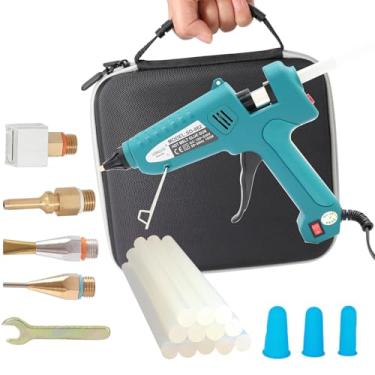 Imagem de Kit profissional de pistola de cola quente com estojo, conjunto luxuoso de pistolas de cola quente de tamanho completo com 4 peças diferentes de conjunto de bicos de cobre intercambiáveis e varetas de