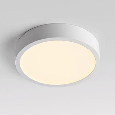 Imagem de KSSTEVNBD Luz de teto LED fina com acabamento branco, simples, redondo, downlight, montagem em superfície, holofote moderno, luminárias decorativas para escritório, corredor, sala de estar, quarto