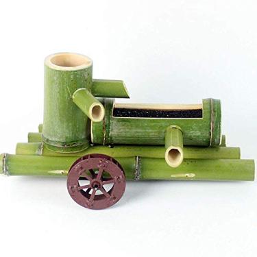 Imagem de Fonte de bambu com fonte de água de jardim com bomba de água, bocal interno e externo Zen decoração de jardim