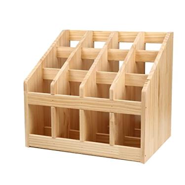 Imagem de Prateleira de armazenamento para tapete de ioga de grande capacidade, suporte de chão, suporte para tapete de ioga de madeira com 12 compartimentos, organizador de tapetes para casa, ginásio