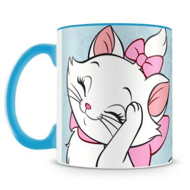 Imagem de Caneca Personalizada Gatinha Marie - Porcelana Brilhante com Alça Azul