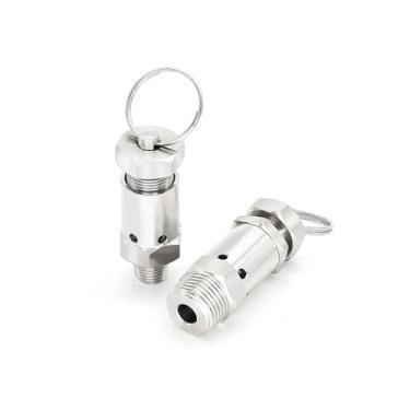 Imagem de 1/10.2 cm 1/5.1 cm macho 1 2 3 bar 0.2-2.2 bar 304 válvula de pressão de mola inoxidável para panela de compressor de ar (1/5.1 cm, 2 bar fixo)