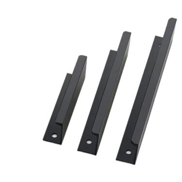 Imagem de Puxadores de porta de armário ocultos pretos liga de alumínio dourado escovado armário de cozinha puxadores de gaveta ferragens de móveis 2 peças (preto 224 mm)