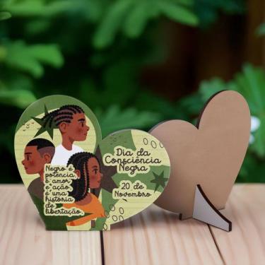 Imagem de Kit 20 Lembrancinhas Corações MDF Dia da Consciência Negra - Deliparts