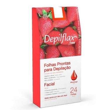 Imagem de Folhas Prontas para Depilação Facial Depilflax Morango - 24 Unidades