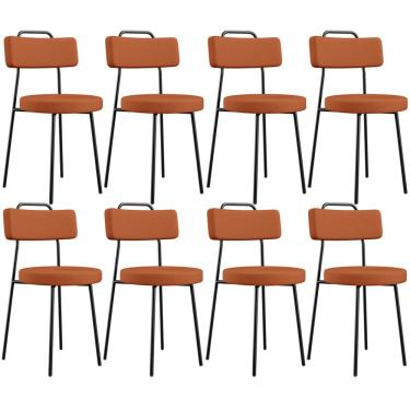 Imagem de Kit 08 Cadeiras Decorativas Estofada Para Sala De Jantar Barcelona L02 Tecido Terracota - Lyam Decor