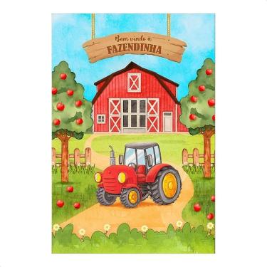 Imagem de Painel De Festa Retangular Aniversário Fazendinha Aquarela