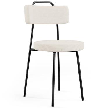 Imagem de Cadeira Decorativa Estofada Para Sala De Jantar Barcelona F01 Linho Bege - Lyam Decor