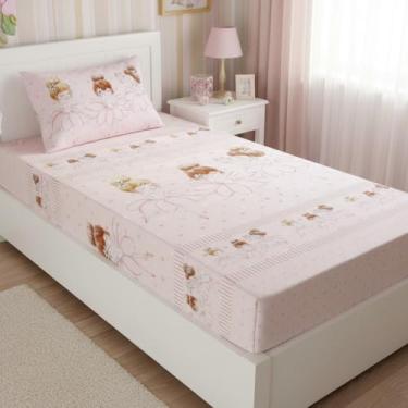 Imagem de Jogo de Lençol Solteiro 2 peças Lençol Elástico com Fronha Estampada Bailarina