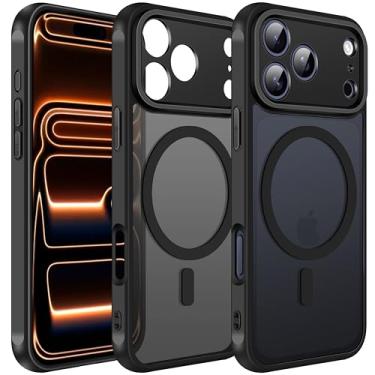 Imagem de ivoler Capa magnética para iPhone 17 Pro Max de 6,9 polegadas [compatível com Magsafe] [proteção de grau militar de 4,5 metros] Capa com carregador magnético para, traseira translúcida fosca para 17