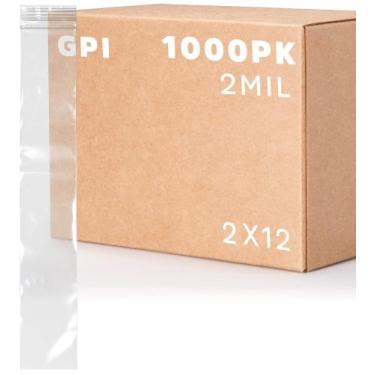 Imagem de Sacos com zíper GPI 2x12 cm, 1000 unidades, 2 mil, plástico transparen