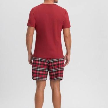 Imagem de Kit 2 Pijama Masculino Xadrez Adulto Manga Curta Roupa de Dormir Mascu