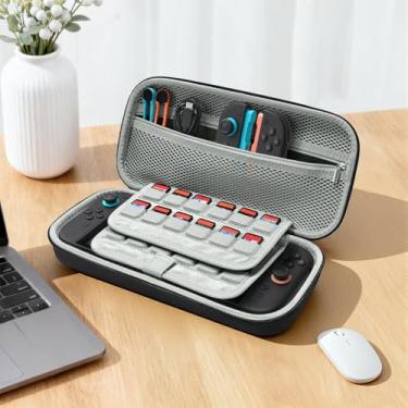 Imagem de Carry Pouch Case Compatible for Nintendo Switch 2 (2025), Portable Hard Travel Case with Pockets and 24 Game Cartridges Compatible for Switch 2 Accessories (Black,Grey)