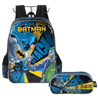 Imagem de Kit Mochila Bolsa De Costa E Estojo Escolar Original Batman-Masculino