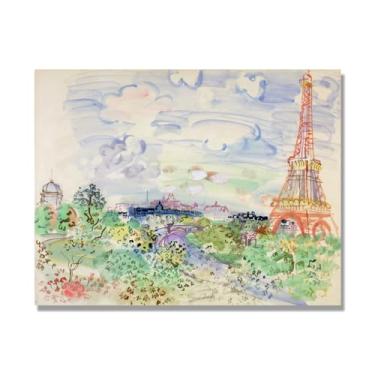 Imagem de Raoul Dufy Prints, (A Torre Eiffel), pôster de viagem vintage, arte impressionista, imagem de arte de parede em tela para decoração de casa. Somente tela de 60 x 80 cm - 23,7 x 31,5 pol