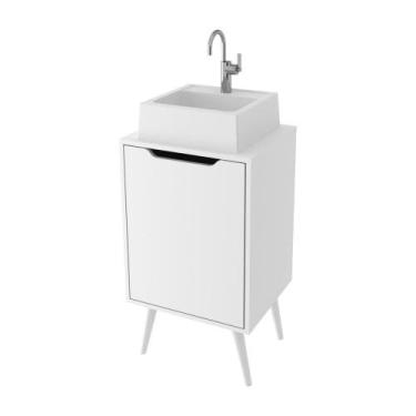 Imagem de Gabinete Banheiro 45cm 1 Porta Retrô Multimóveis Cr10120 Branco - MULT
