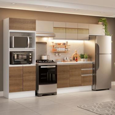 Imagem de Armário De Cozinha Completa 100% MDF 310 Cm Smart 01 Branco/Rustic/Crema
