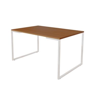 Imagem de Mesa De Jantar Industrial Base Ferro Branco Tampo 137X90 Canela