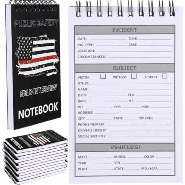 Imagem de Teling Pacote com 12 blocos de notas para entrevista de campo da polícia de segurança pública bloco de notas para policiais livro de bilhetes de presente caderno entrevista policial 9 x 14 cm 70