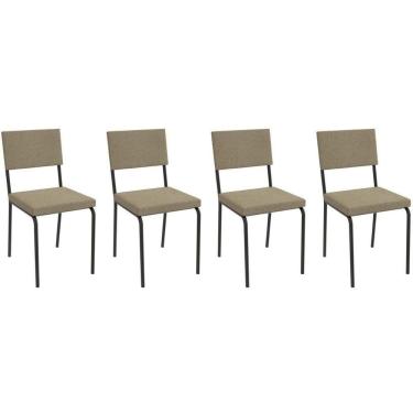 Imagem de Kit 4 Cadeiras De Cozinha Zaria 2c128 4 Un Preto Fosco Bouclê Fendi A057