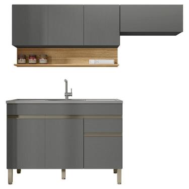 Imagem de Cozinha Modulada 3 Pecas Balcao Pia Line Ktp Gris Cp Freijo