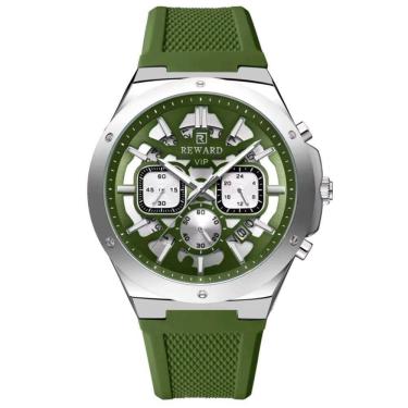 Imagem de Relogio Masculino Quartzo Multifuncional Casual Pulseira De Silicone Impermeavel Verde