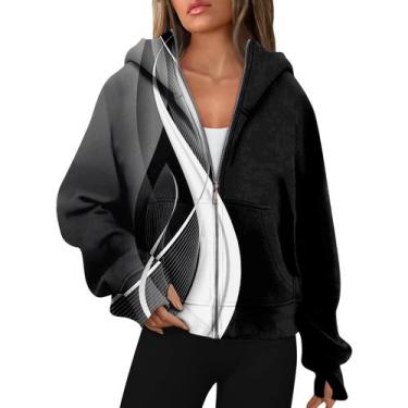 Imagem de Moletom feminino leve com zíper COTECRAM, preto, XXL