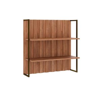 Imagem de Armário Aéreo Cozinha Modulado Bella Ripado 2606 Com 2 Prateleiras 80cm Nogal