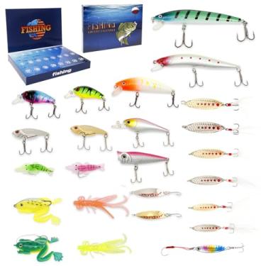 Imagem de KTZCTPCA Calendário do Advento de Pesca 2025, Conjunto de Iscas de Pesca 24 Dias Criativo, Calendário de Contagem Regressiva de Natal, Presente Premium Surpresa de Isca de Pesca para Pai Avô Irmão