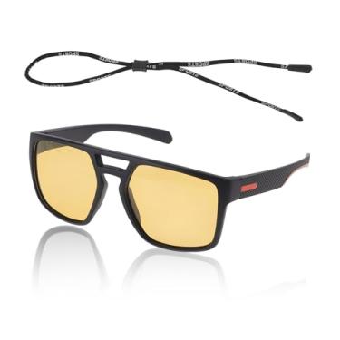 Imagem de TUCKBOLD 1 conjunto de óculos de sol antirreflexo triacetil celulos TR para esportes ao ar livre para motocross Dirt Bike ATV lente amarela armação preta laranja