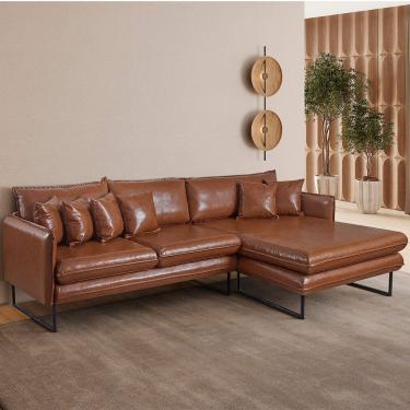 Imagem de Sofá Jade Com Chaise Lateral Direita 2,84m Corino