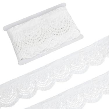 Imagem de MAYJOYDIY Acabamento de renda de ilhó de algodão branco de 5 metros, fita de renda com ilhós de bordado floral de 10 cm, acabamento recortado, para costura, artesanato, decoração, casamento, noiva