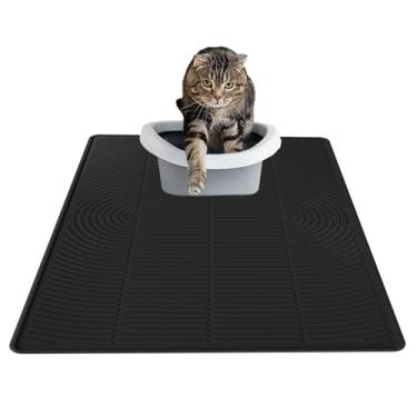 Imagem de LZEXIN Tapete de areia para gatos, tapete de silicone extra grande, tapete de armadilha, tapete de caixa de areia controle de dispersão para limpeza do chão, suprimento e acessórios para gatos à prova