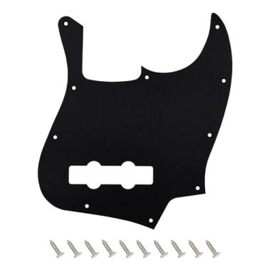 Imagem de Banworks Alumínio Jazz Bass Pickguard 1,5 mm de espessura, 1 camada de 10 furos, borda reta J Bass JB, placa de risco para USA/Mexican Modern Style Fender Ultra Jazz Bass JT/HB-11 Preto