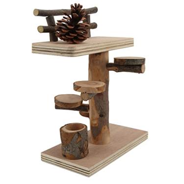 Imagem de ZJchao Plataforma de Hamster, Brinquedos de Hamster, Brinquedos de Escalada de, Madeira de Escalada de, Madeira de maçã, Pinhas, Placa Composta, Design de Duas Camadas para Ratos, Animais Pequenos