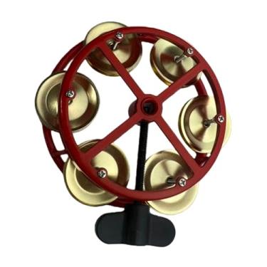 Imagem de Dynwave Pandeiro de chimbal montável com jingles de metal e partes rítmicas musicais para crianças e adultos, Ouro Vermelho