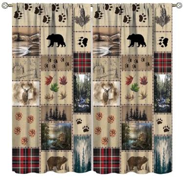 Imagem de Cortinas de cabine rústicas, decoração de casa de fazenda vintage animal para quarto, sala de estar, cozinha, janela, 2 painéis, conjunto de 2 painéis, tamanho total 107 cm L x 137 cm C