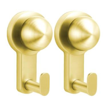 Imagem de Pacote com 2 ganchos de ventosa de aço inoxidável, ganchos de chuveiro resistentes sem perfuração para janela de vidro - ganchos de toalha removíveis e reutilizáveis para banheiro, espelho