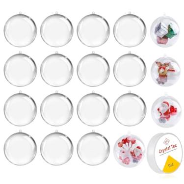 Imagem de 15 bolas de enfeites de Natal transparentes, bolas de plástico de 7,6 cm para pendurar em árvore de Natal com fio elástico para Natal, Halloween, aniversário, festa, decoração de casa
