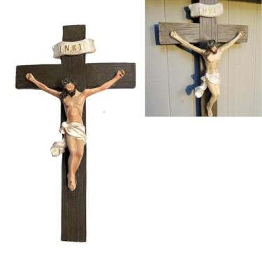 Imagem de Crucifixo De Parede Imagem Jesus Cristo Cruz Resina 24cm