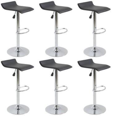 Imagem de Kit com 6 Banqueta Alta Giratória com Altura Regulável Recouro Belo Horizonte Preto