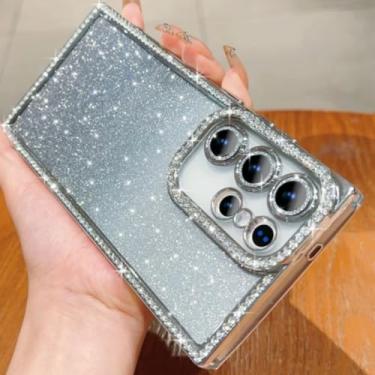 Imagem de Capa de luxo com glitter gradiente e diamante para Samsung Galaxy S25 S24 Ultra Plus, revestimento em strass, capa rígida para PC (para Samsung S25Ultra/Siliver)