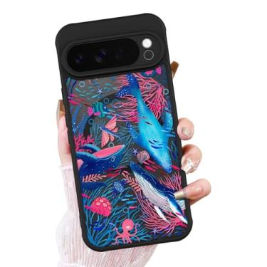 Imagem de OOK Capa para Google Pixel 10 Pro XL, compatível com MagSafe, Under The Sea Cute Ocean Shark Whale Coral para mulheres, meninas, homens, capa magnética fosca à prova de choque