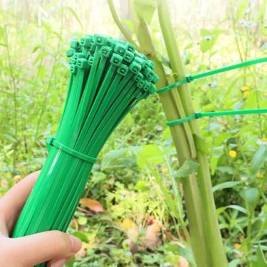 Imagem de 100 peças de abraçadeiras verdes, abraçadeiras de nylon autotravantes, plástico, embalagem, agrupamento, vedação, ferramentas de amarração de cabos