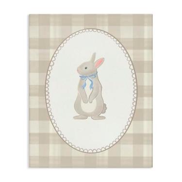 Imagem de Stupell Industries Arte de parede de coelho em tela xadrez verde, design por The Paper Curator, 20 x 16